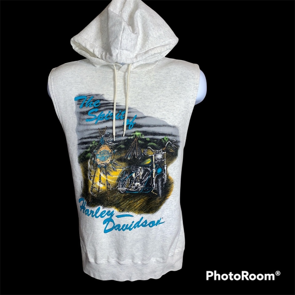 Vintage 90s Sleeveless Medium Harley Davidson Sleveless Hoodie